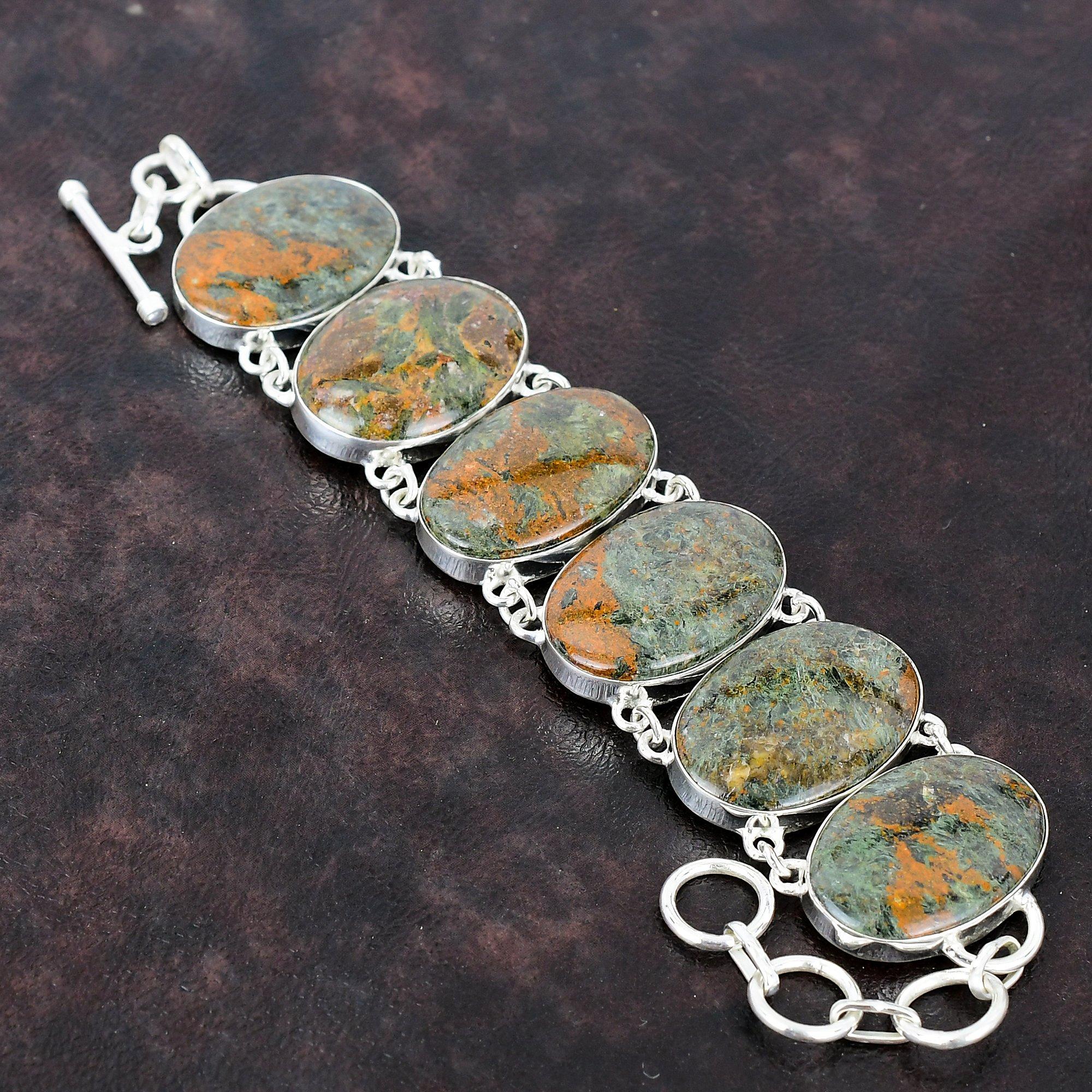 

Браслет со спессартиновым гранатом в известняке, браслет из стерлингового серебра 925 пробы, регулируемый браслет-цепочка ручной работы, ювелирные изделия из драгоценных камней, подарки на годовщину Adjustable