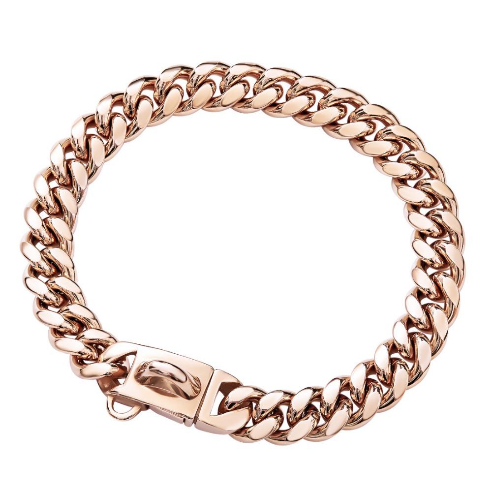 14Mm New Pet Dog Collar, Stainless Steel Cuban Dog Chain Dog Collar Lock Gold Silver Dog Chain