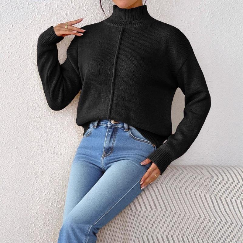 Women's Casual Tops Autumn and Winter Women's Solid Color Half-high Neck Bottoming Sweater