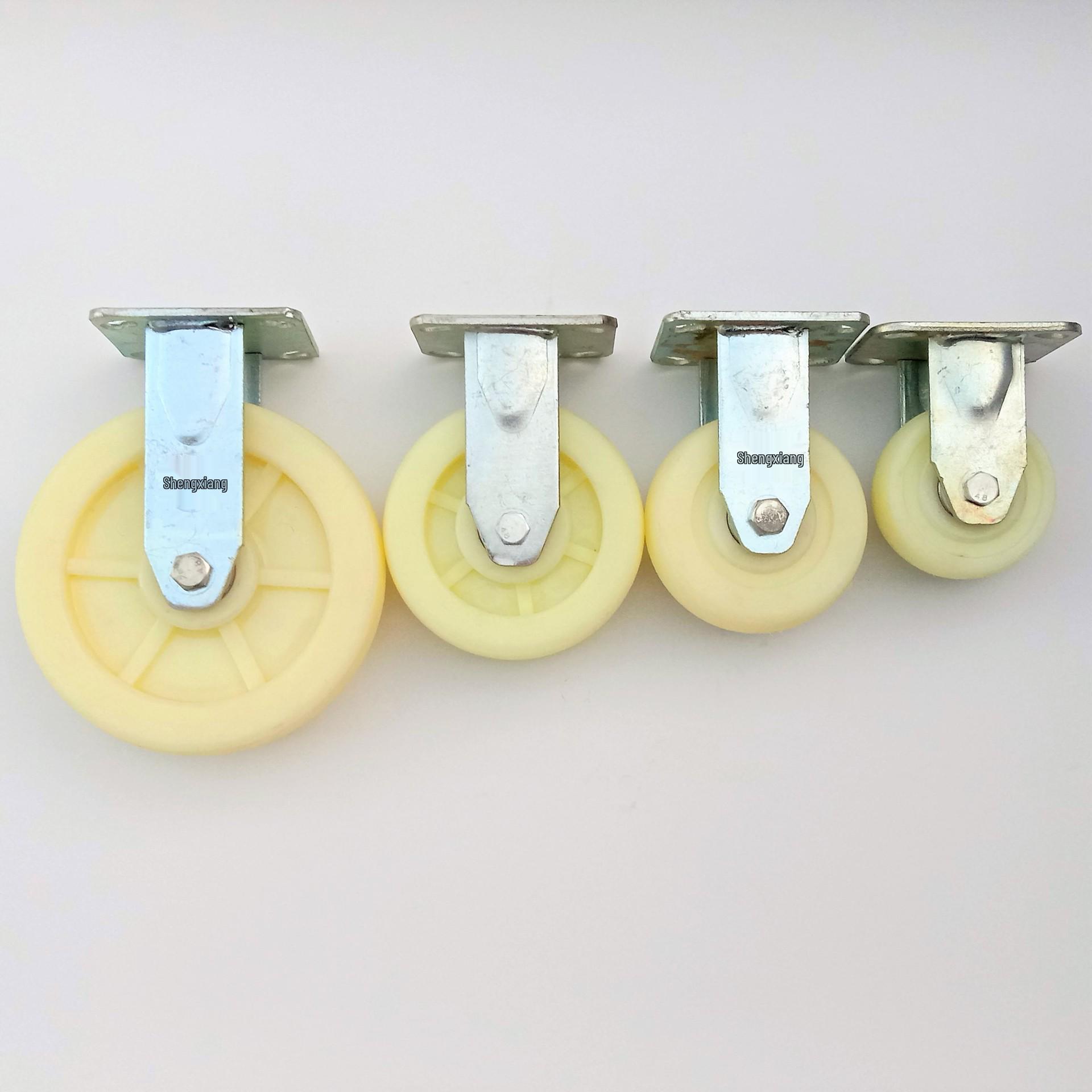 Heavy Duty Nylon Swivel Casters with 5.75\  Reinforced Wheel Brackets 4  Heavy Duty Fixed Caster