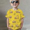 Summer Round Neck Vehicle Themed 3D Printed Top Fashionable Casual Short Sleeved Children's Boy T-shirts
