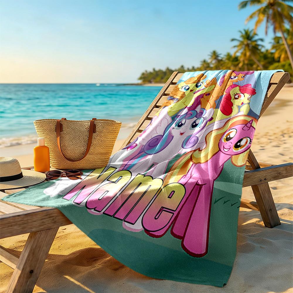 Little Pony Personalized Text Beach Towel Super Soft Microfiber Quickdry Fabric