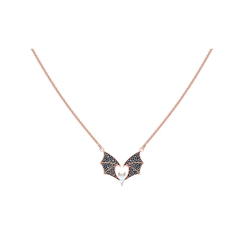 Swarovski Mysterious bat necklace for women, rose gold plated 5491564
