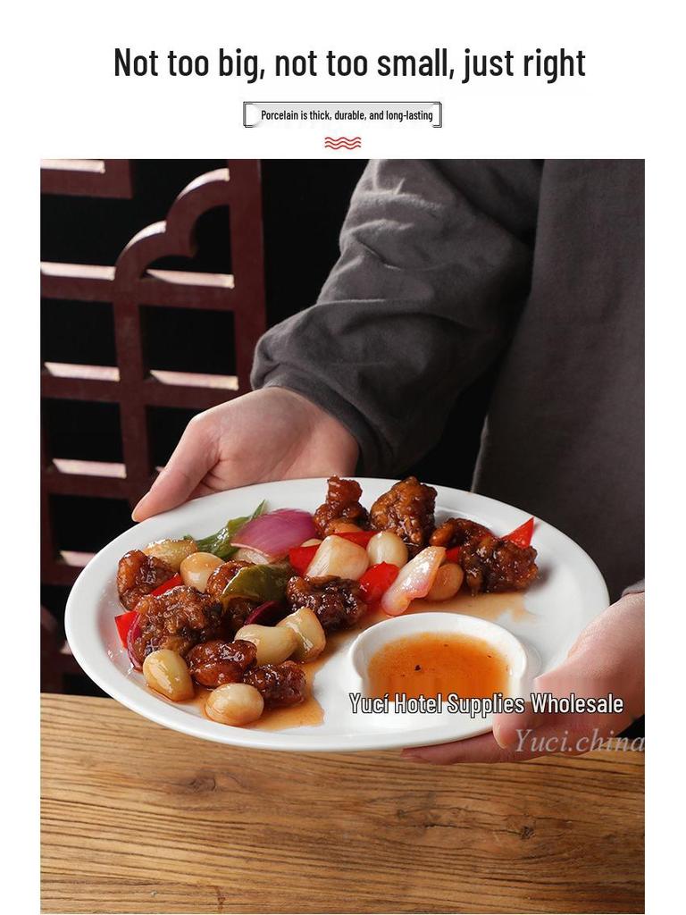 Ceramic Pure White Irregular Wok Pan Fish Plate - Cold & Hot Dish Oven Safe.