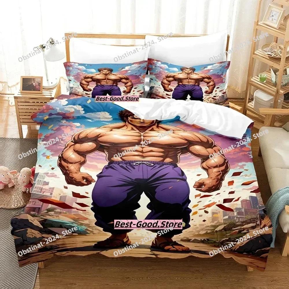 Top Baki Hanma Beding Set Single Twin Printed Bed Linen Set With Pilowcase Bed Soft Duvet Cover Soft Single Double Quen Super King-Sized Dimensionsd