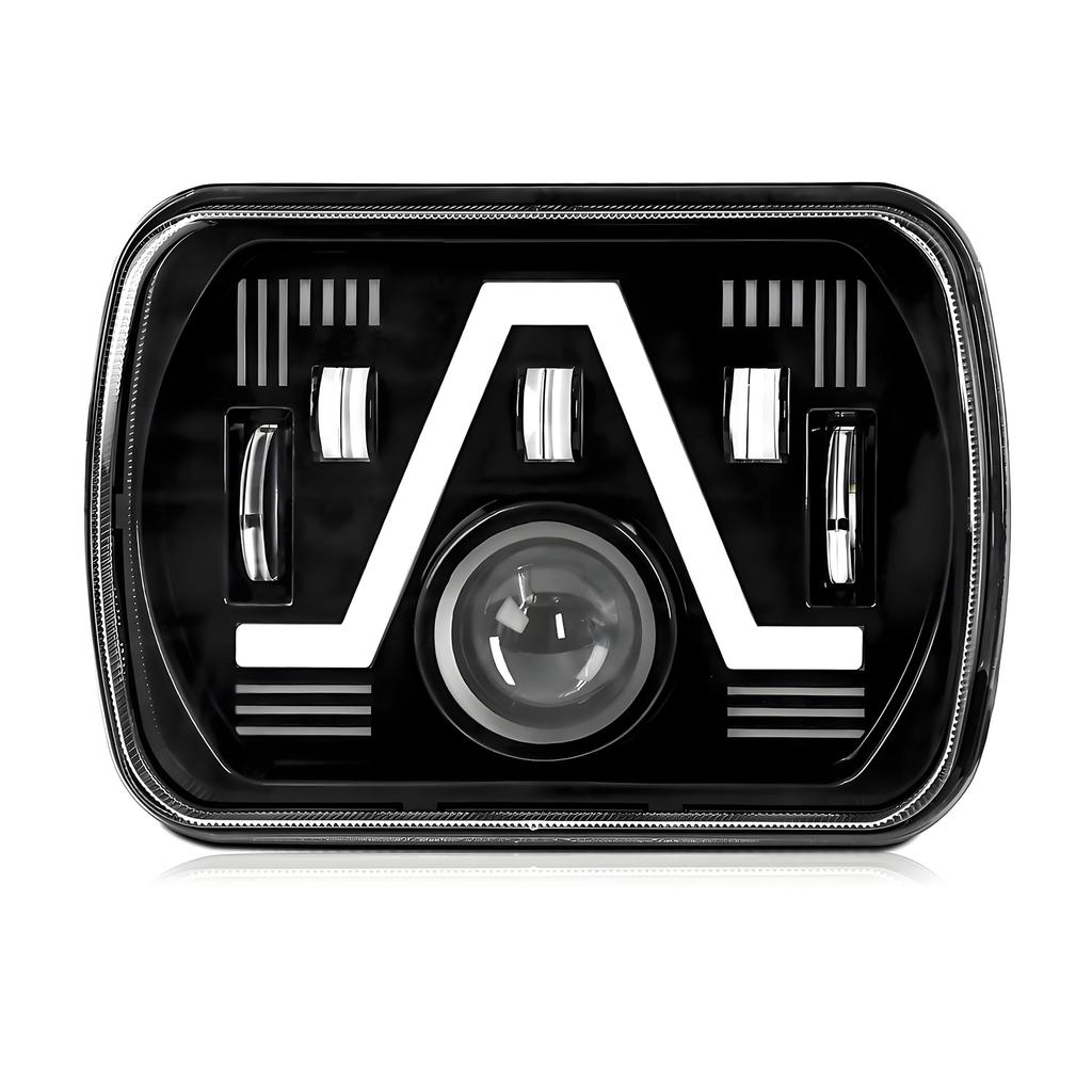 2PCS 7 Inch LED Headlights, 5x7   7x6   Rectangular LED Headlights with High Low Beam DRL Turn Signal Replacement for