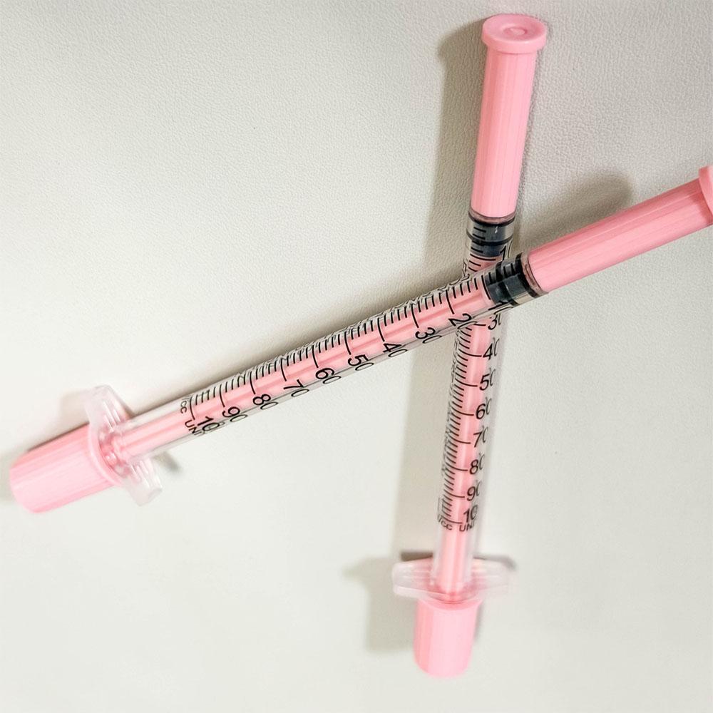 Sterile Veterinary Insulin Syringe Pink 1ml, 100PCS/BOX, 30G 8mm 31G Needle 8mm, Clear Scale Portable Livestock Farm Injection