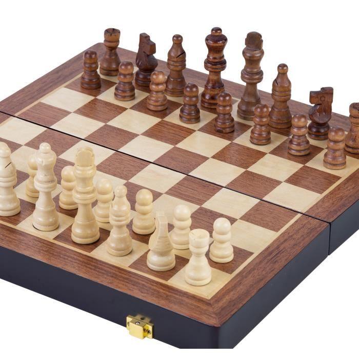 Coffret d'échecs de luxe en Bois Massif - ENGELHART - Pliant - Pièces sculptées - 45,5 CM