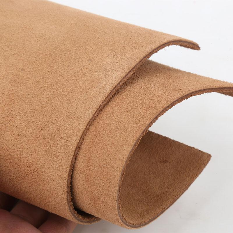 4mm thickened light brown suede leather material, two-layer slightly hard double-sided leather fabric, handmade DIY table mat an