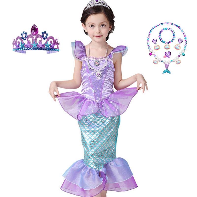 Ariel Prinses Kostuums Cosplay Jurk voor Kinderen Meisjes Zeemeermin Jurk Meisjes Zomer Casual Halloween Verjaardagsfeest Verkleden