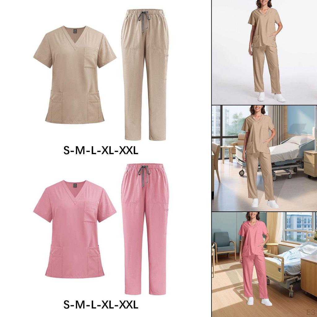Nursing Uniforms Scrub Set Short Sleeve Work Clothes for Women