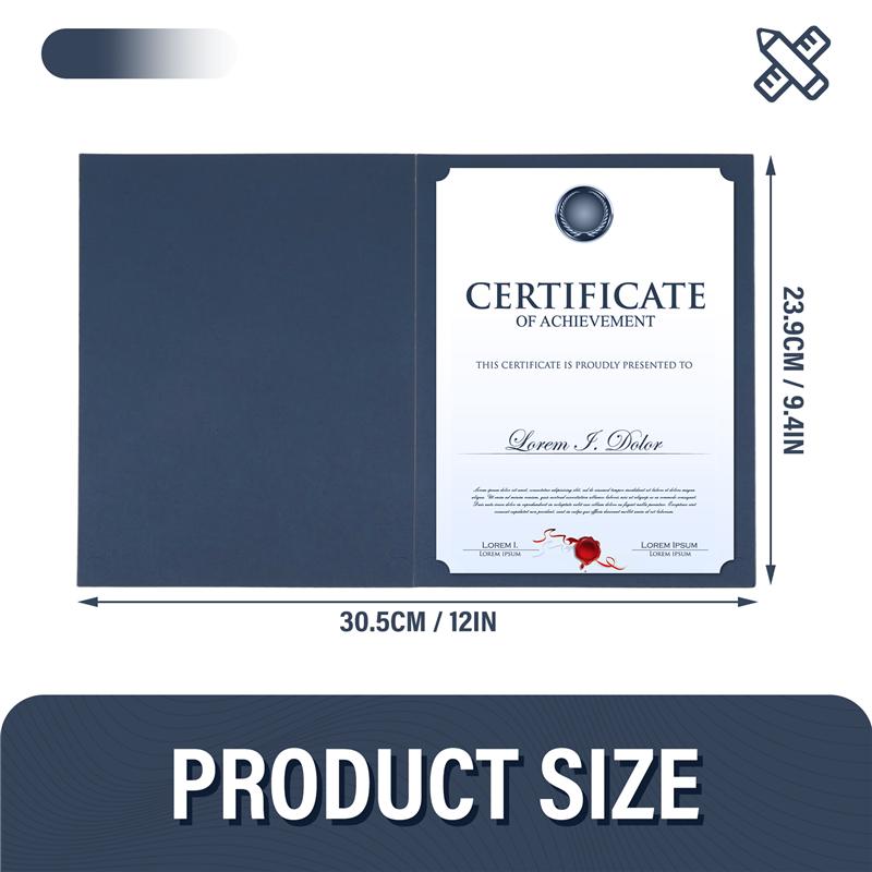 Good-25 Piece Certificate Holders, Diploma Holders Certificate Covers With Gold Foil Border Blue For Letter Size 8.5X11 Inch