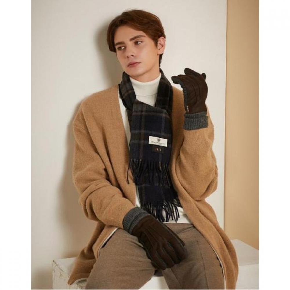 Daks Brown Goatskin Suede Smartphone Touch Gloves