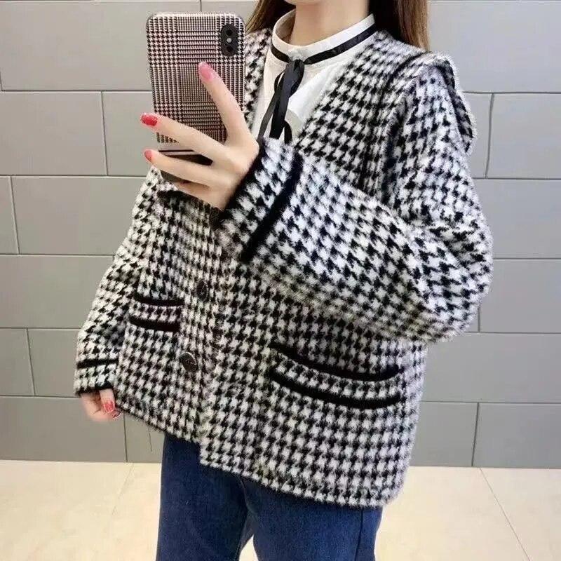 Buy Korean Houndstooth Sailor Collar 