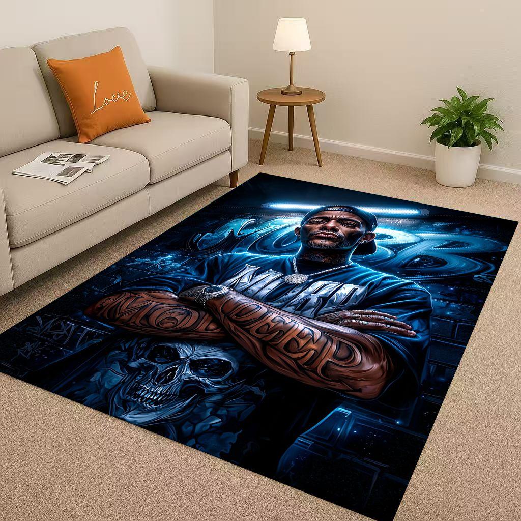3D Classic Top Hip Hop Rapper Star Cartoon Art Living Room Non-Slip Area Rug Carpet for Bedroom Playroom Sofa,Home Decor Doormat