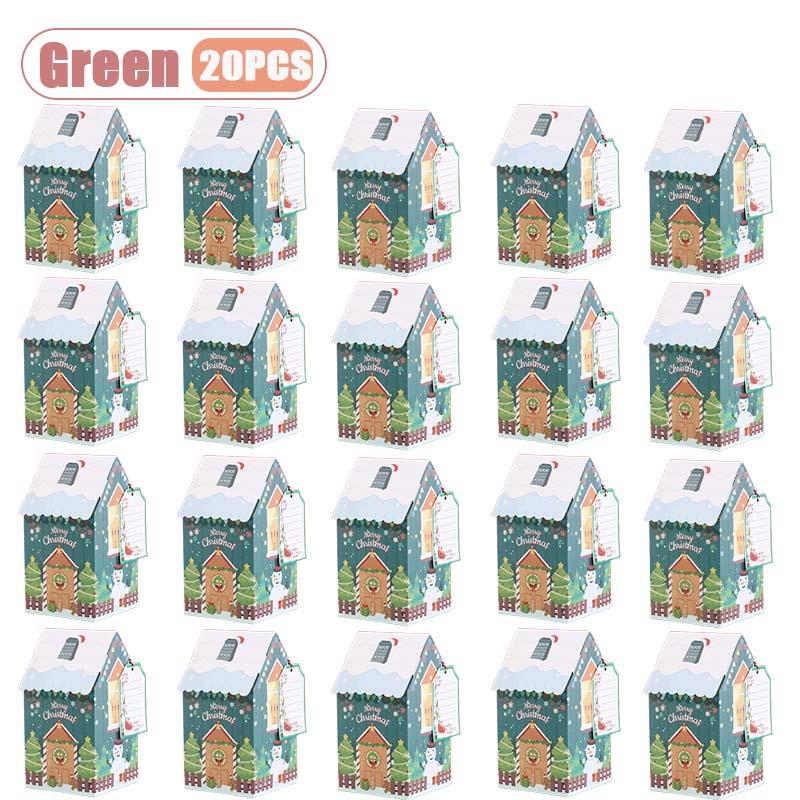 1-40PCS Christmas Themed Snowman Gingerbread House Cookie Box Decorative Gift Packaging for Holiday Candy Treats Party Present