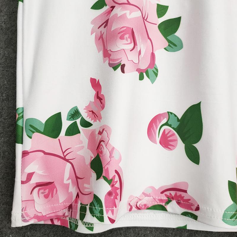 Édes lányok nagy virágos pólók divat nyári gyerekek felsők pólók aranyos nyomtatott pólók nyakú gyermek pólók