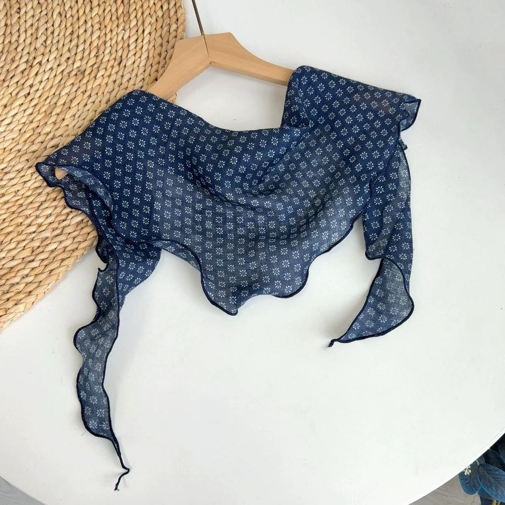 Spring And Summer Women Linen Floral Thin Neck Scarves Square Scarf Neckerchief Office Lady Hijab Headband Female Foulard