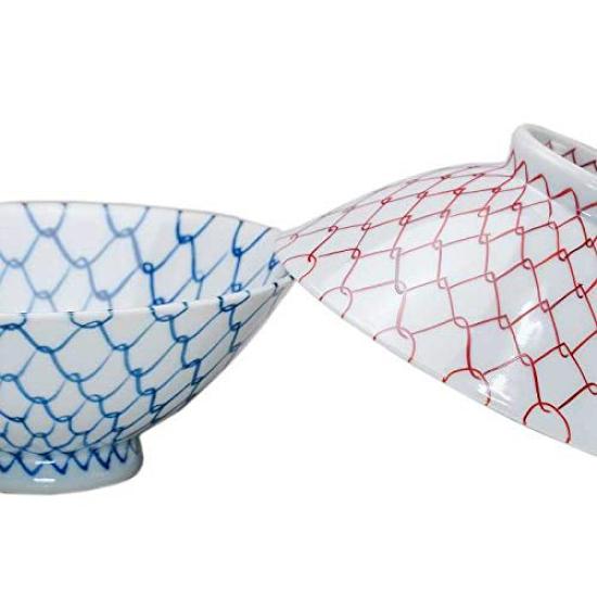 

Kiyomizu ware Kyo ware set rice bowl red 2 guests paper box mesh MK-LW-205 червоний