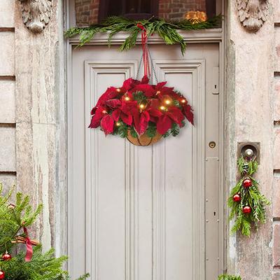 1 Stück Simulation Weihnachts-Girlanden-Anhänger Kunsthandwerk DIY Simulation Künstliche Blumen Kränze Weihnachtsdekoration Hängender Schmuck