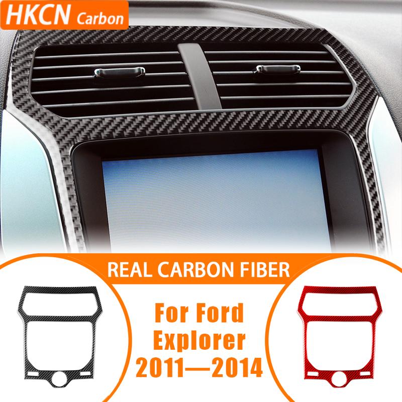 For Ford Explorer 2011—2014 Car Accessoreis Carbon Fiber Center Console CD Radio Panel Interior Cover Trim Sticker Modification