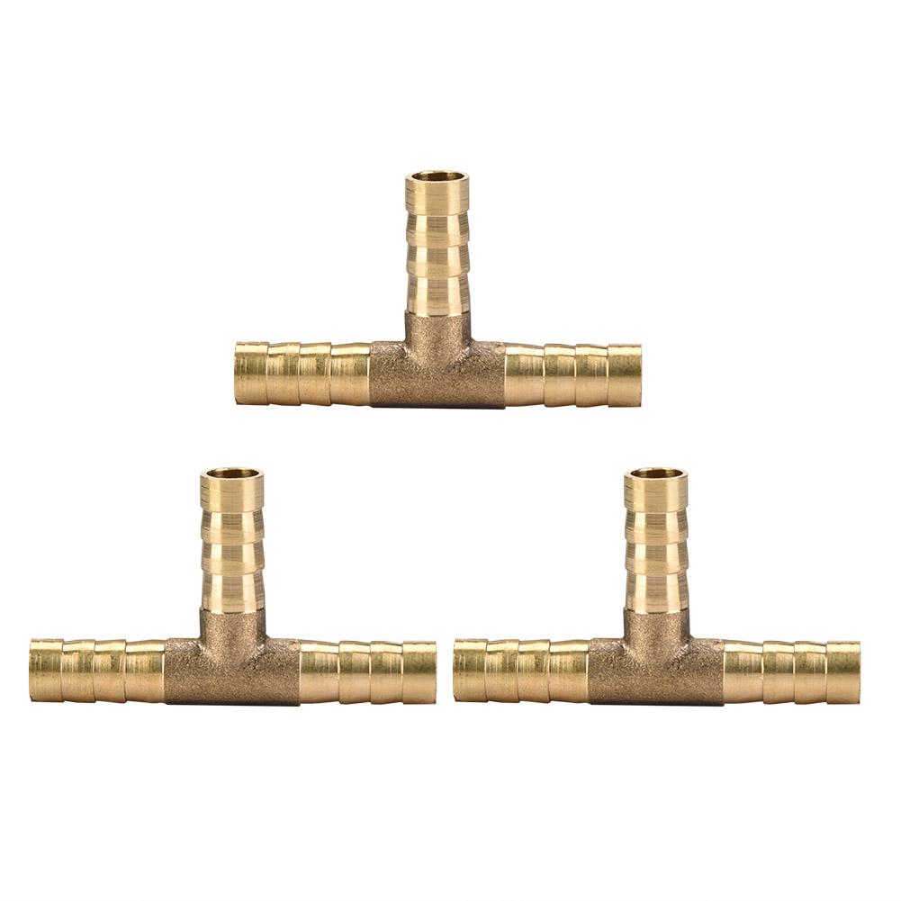 5pcs Brass T 3-Way Hose Joiner Fittings Barbed Connector Water Oil Gas Fuel (6mm)