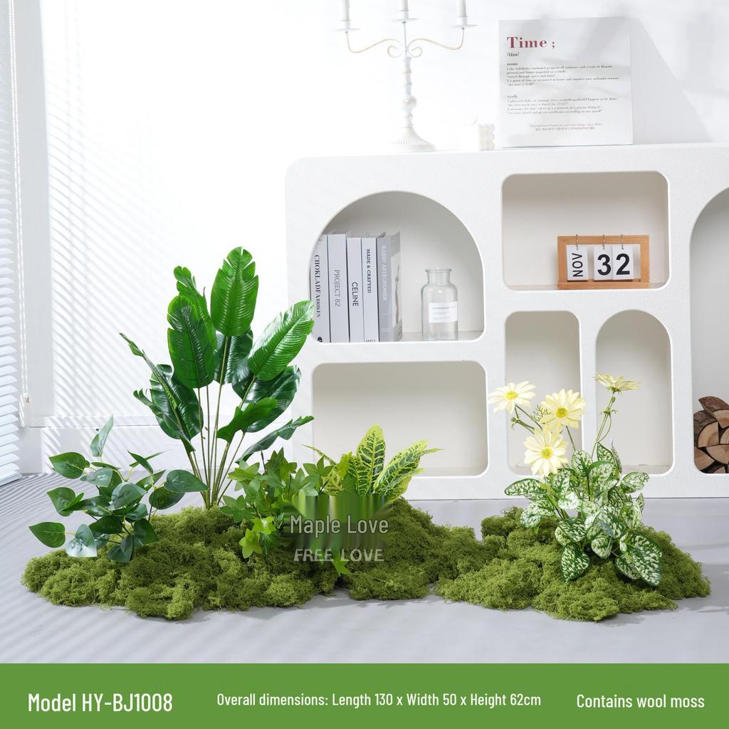 Luxury Faux Green Plant and Flower Decor - Indoor Moss and Grass Clusters for Elegant Landscaping.
