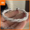 100% Solid 925 Sterling Silver Retro Bracelet for Women Men Vintage Handmade Wide Twist Web Simple Bracelet Birthday Gift