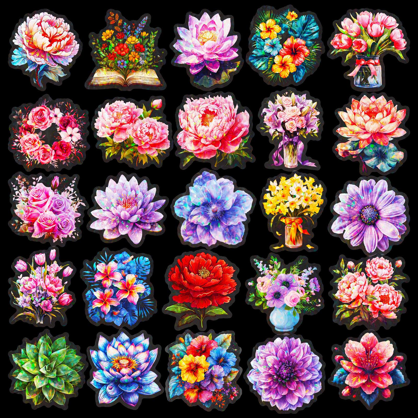 

50 Цветы Питомец Прозрачный Справочник Водонепроницаемая Наклейка Сделай сам Багаж Блокнот Цветочная Наклейка