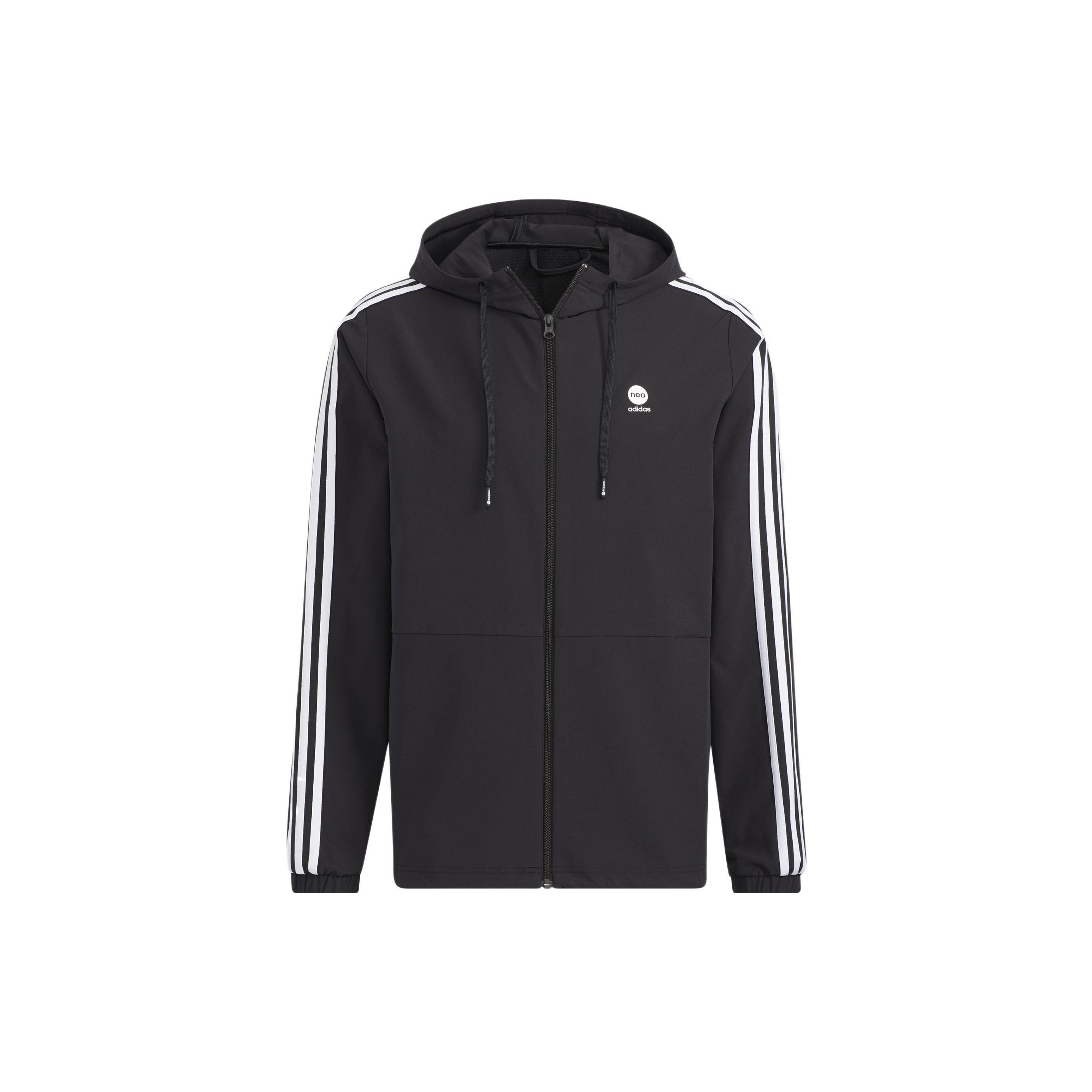 

Adidas Neo Полосатая куртка с капюшоном Мужская Верхняя одежда Черный HD4670 S