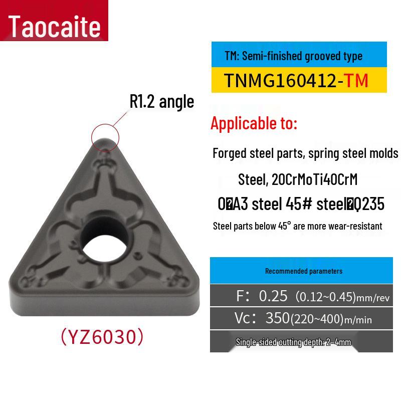 CNC Lathe Double-Sided TNMG160404/08 Triangular Insert for OD/ID Clamping