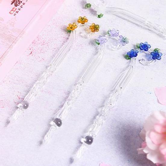 1 Set di penne da scrittura con design floreale, penna portatile in vetro e cristallo, ideale come regalo per studenti.