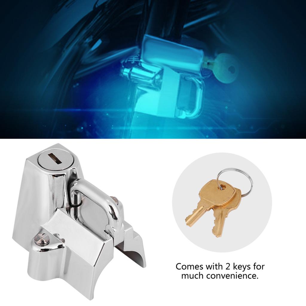 Stainless Steel Motorcycle Helmet Lock with 2 Keys - and Convenient Helmet and Hook for Motorcycles and