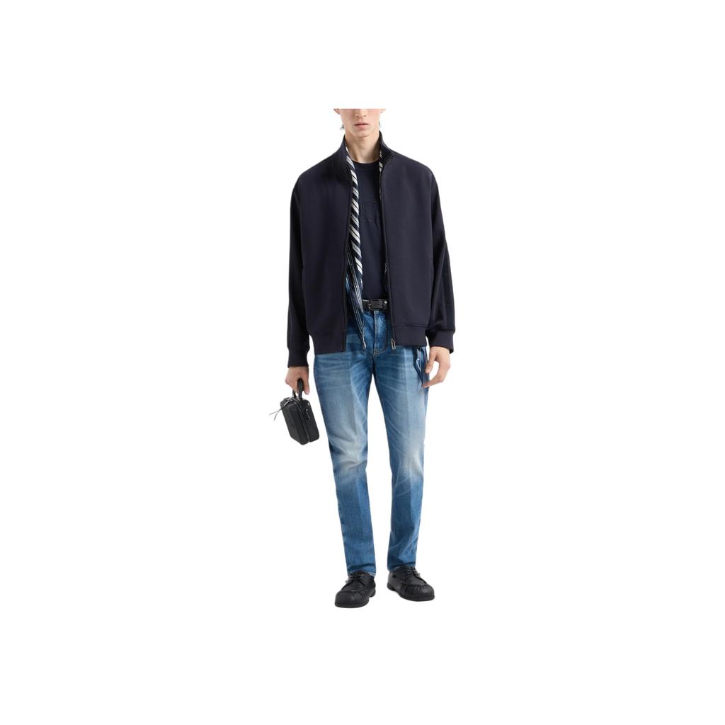 Emporio Armani Buchstabenstickerei Print Rundhals Kurzarm T-Shirt Herren Oberteile Marineblau 6D1TQ7-1JOCZ-0988