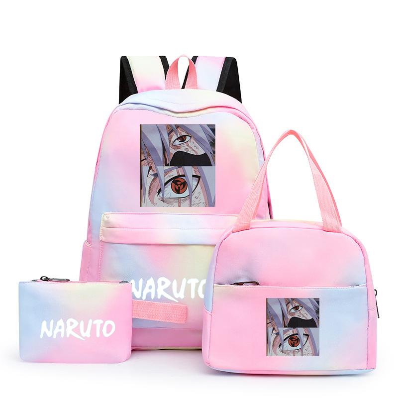 3-teiliger Schulrucksack für Mädchen Y2K mit Lunch-Taschen, Studenten-Taschen-Set, Kinder-Stifttasche, zurück zur Schule, Anime-Leinwand-Rucksack