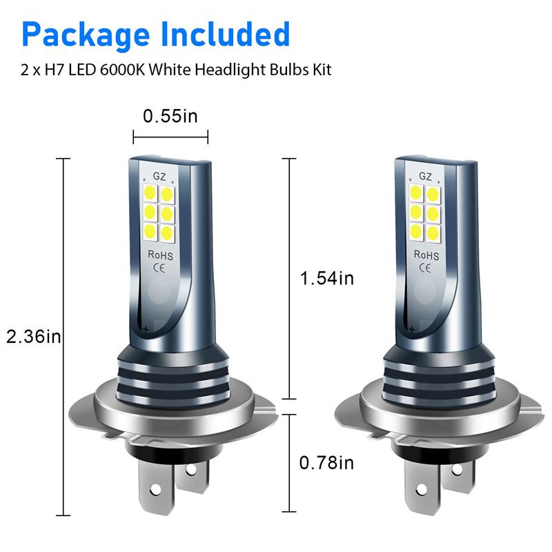2 шт. H7 Світлодідна лампа для фар Комплект Автомобільна протитуманна фара 110 Вт Надяскрава Ближнє світло 6000K Водонепроникна Надяскрава Для автомобільного аксесуара
