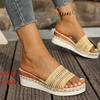 Fashion Summer Beach Pull On Wedge Slippers Women 2025 Mesh Platform Slippers for Women Solid Plus Size Woman Slides