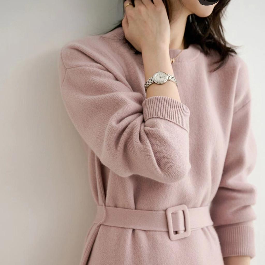 Rochie Tricotată Franceză pentru Femei Culoare Solidă Rochie Pulover Casual pentru Femei Toamnă și Iarnă Pulover Mediu