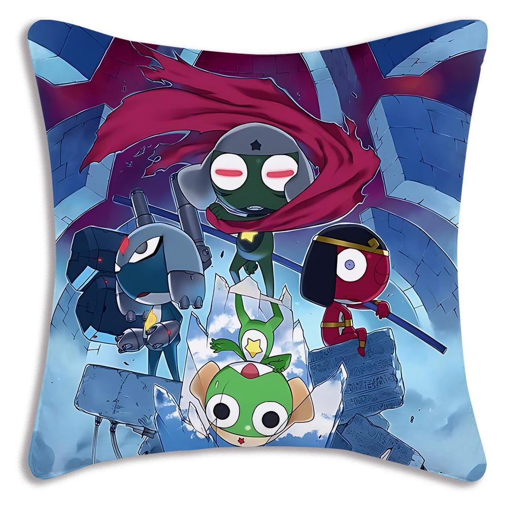 Hot Gunsous K-Keroro frog Pillow Covers Cartoon Sofa Decorative Home Double-sided Printing Short Plush Cute Cushion Cover