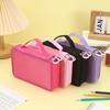 Heart-shaped zipper pull Three-layer pencil case, portable exquisite stationery storage bag, essential art drawing pencil case
