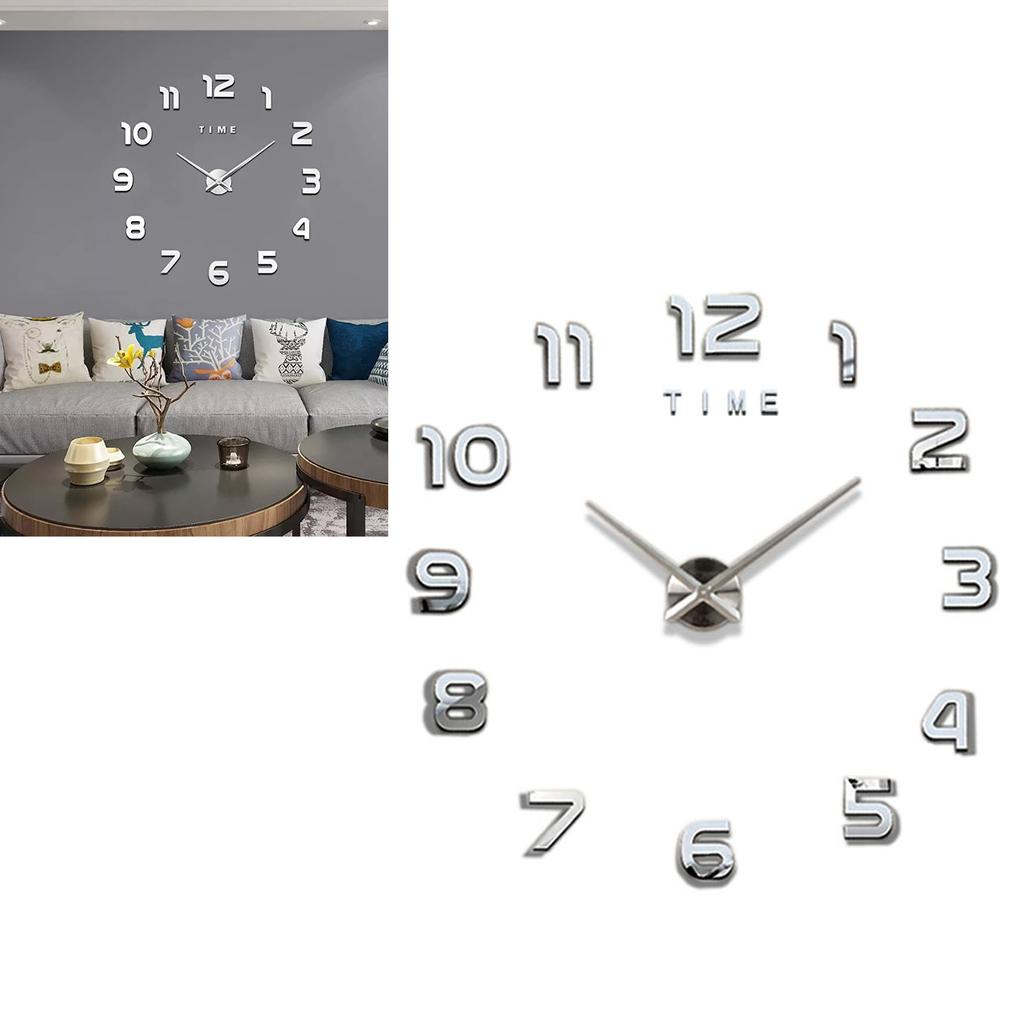 3D Number Large Wall Clock Silent Simple Fashionable Decorative Numeral Wall Clock for Living Room