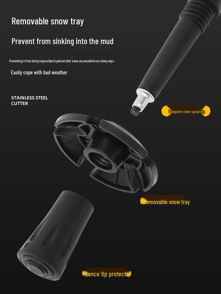 Ultralekki składany kij trekkingowy z włókna węglowego - Antypoślizgowy teleskopowy kij turystyczny i narciarski