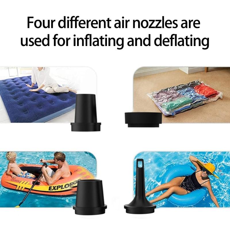 Compacts Rechargeable Air Pumps For Inflatables with 4 Nozzles Fast Flows Overheats Protecting Outdoor Travel Essential