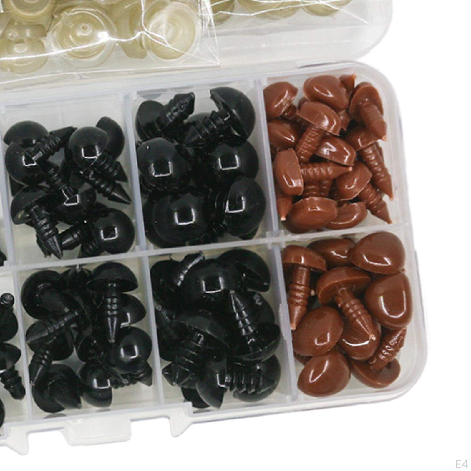 Набор из 135 кукольных глаз и носов для поделок ручной работы розовый — фото 6