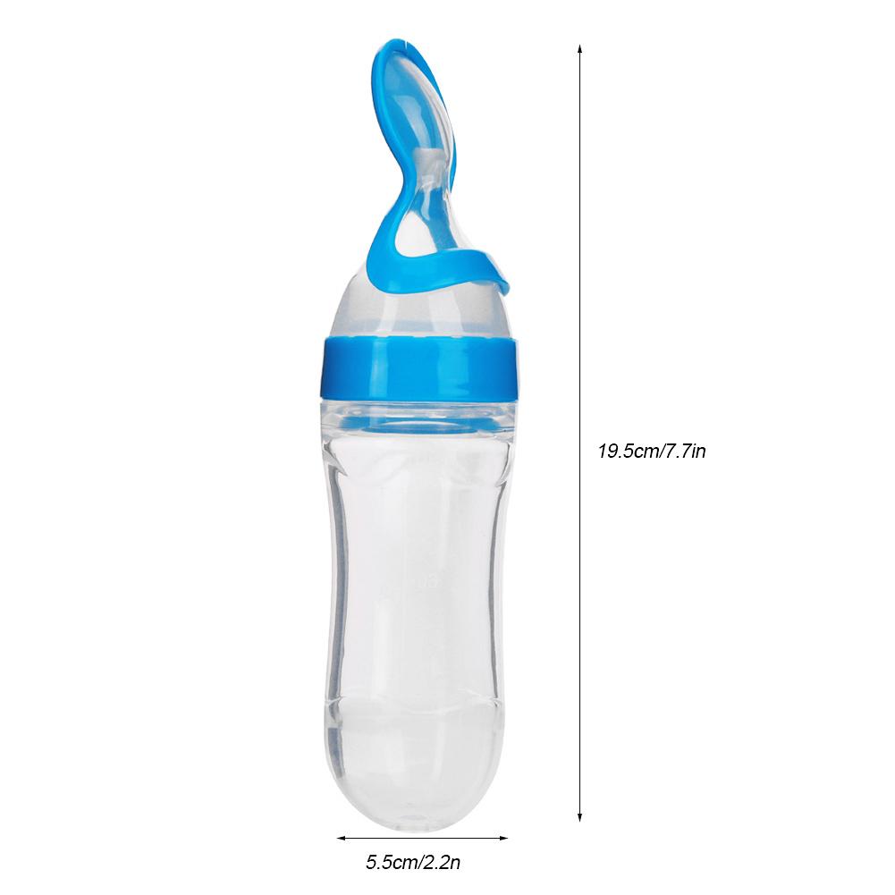 90ml Silicone Baby Toddler Feeding Bottle with Spoon   Food Cereal Squeeze Feeder