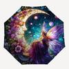 1pc Stained Glass Fairy Moon Flowers Automatic Folding Umbrella - Portable 3-Fold Design with 8-Bone Iron Frame, Outdoor for Fans, Travelers, Daily Us