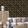 Black and Gold Tropical Pattern Wallpaper Ochre, Black and Brown 50x1000