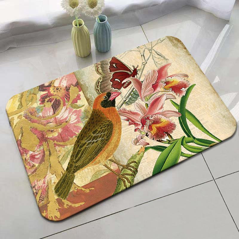 Retro Rural Style Floor Mat Entrance Mat Bathroom Door Mat Absorbent Carpet Living Room Coffee Table Mat