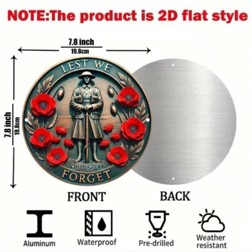 WW1 Memorial Metal Art Vintage Chrysanthemum Soldier Aluminum Wall Decor