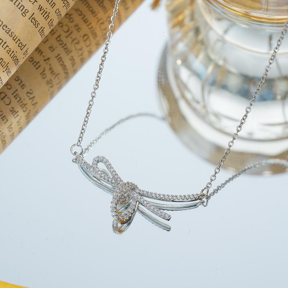 Titanium Steel Zircon Butterfly Pendant Necklace - Simple & Versatile Clavicle Accessory